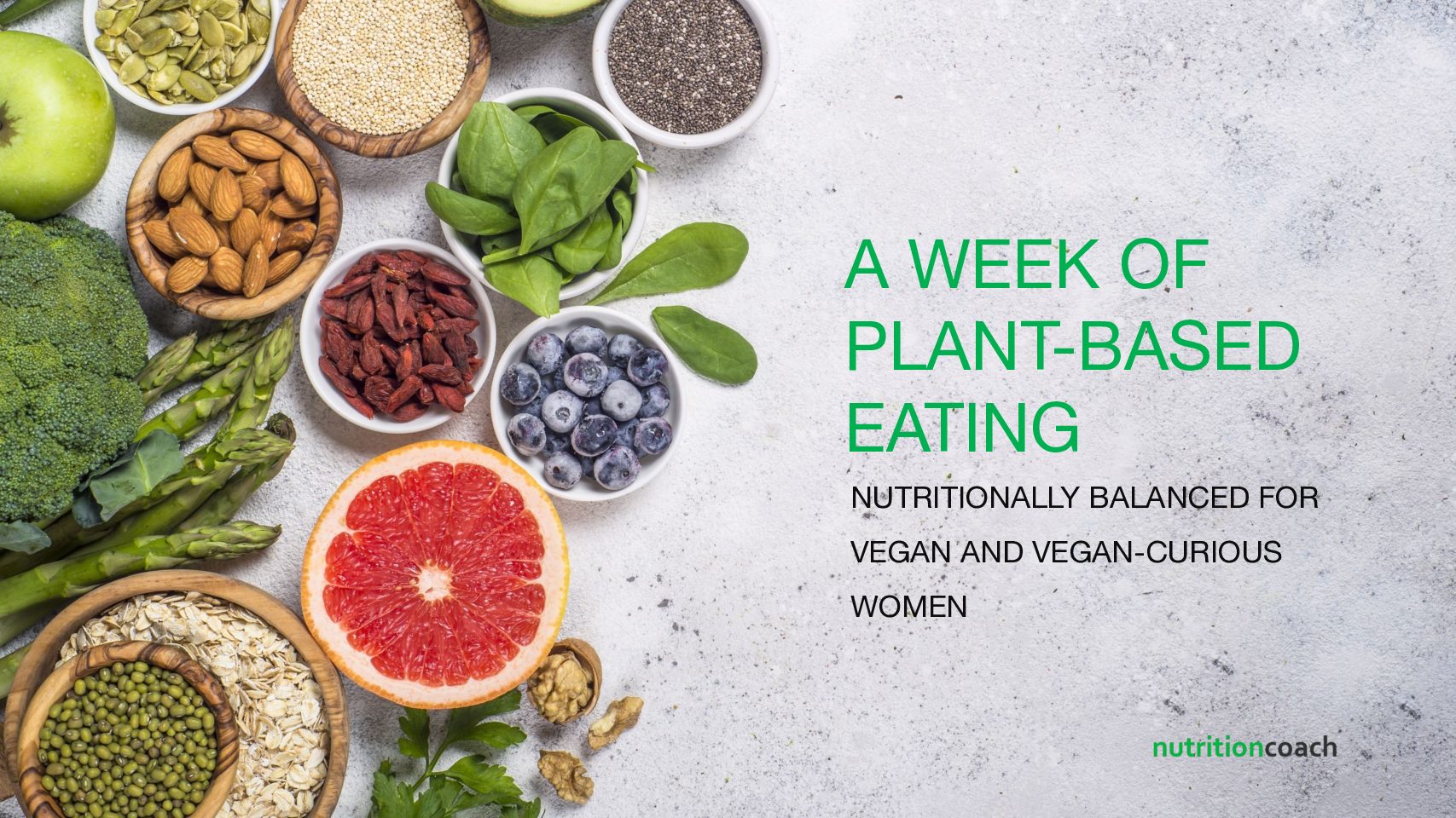 A week of plant-based eating for women (8800 kJ/2100 cal) - nutritioncoach